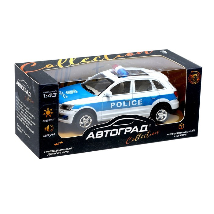 Машина металлическая «Полицейский джип», инерционная, свет и звук, масштаб 1:43 - фото 4 - id-p204283795