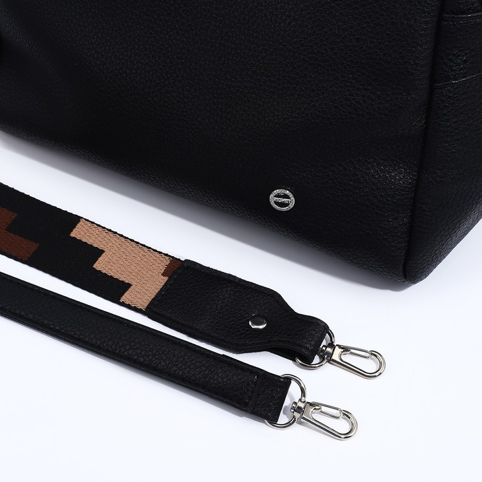 Сумка кросс-боди RICHET на молнии, наружный карман, 2 длинных ремня, цвет чёрный - фото 6 - id-p204281352