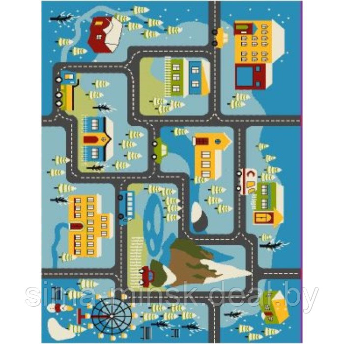 Ковер Play rugs, размер 80x150 см, дизайн D580A BLUE/CREAM - фото 1 - id-p204280317