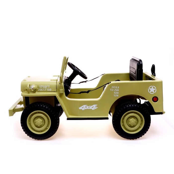 Электромобиль «Джип», кожаное сидение, EVA колеса, цвет зелёный - фото 2 - id-p204283995