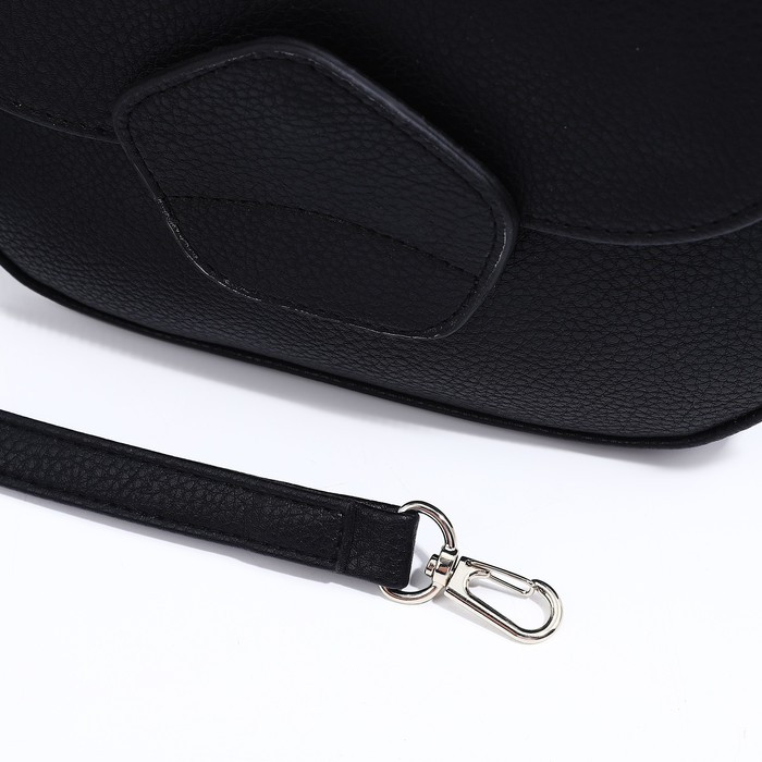 Сумка-мессенджер RICHET на магните, наружный карман, длинный ремень, цвет чёрный - фото 6 - id-p204281433