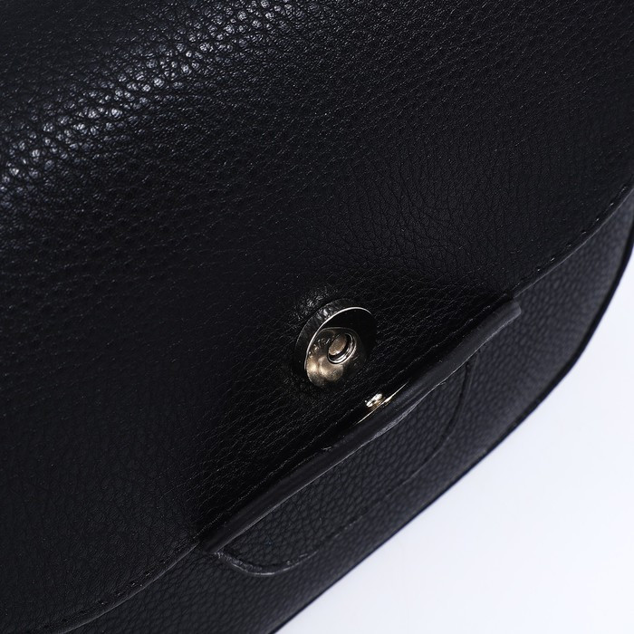 Сумка-мессенджер RICHET на магните, наружный карман, длинный ремень, цвет чёрный - фото 7 - id-p204281433