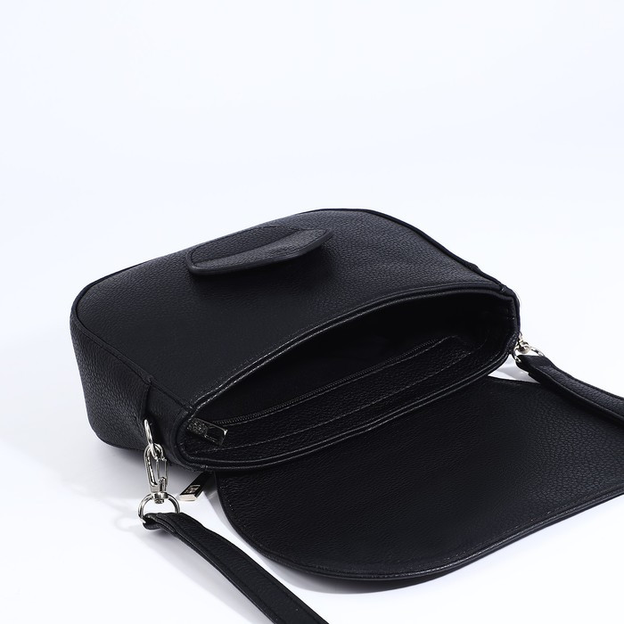 Сумка-мессенджер RICHET на магните, наружный карман, длинный ремень, цвет чёрный - фото 8 - id-p204281433