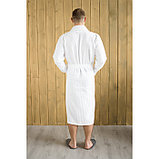 Халат мужской, шалька, размер 52, цвет белый, вафля, фото 3