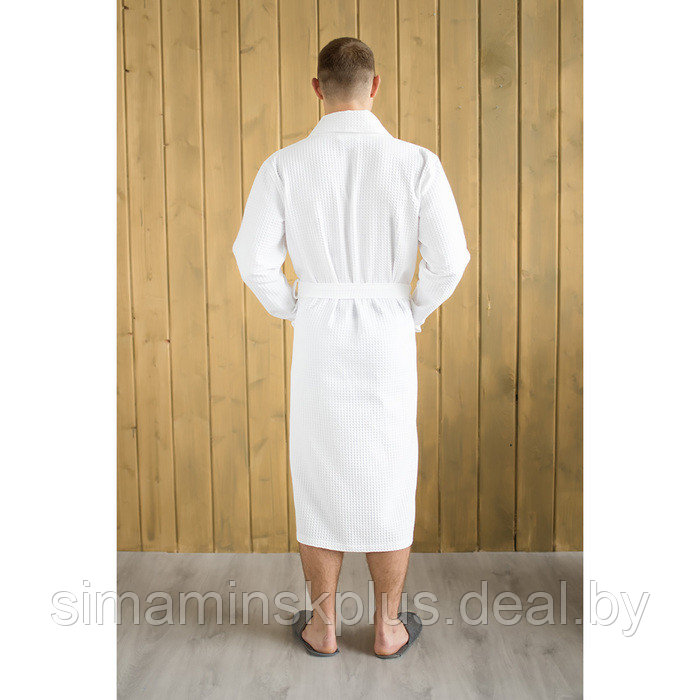 Халат мужской, шалька, размер 52, цвет белый, вафля - фото 3 - id-p204282286