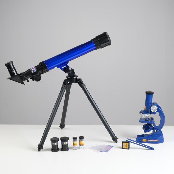 Набор: телескоп настольный, три линзы: х20, 30, 40 + микроскоп, увеличение х300, 600, 1200 - фото 1 - id-p204288649