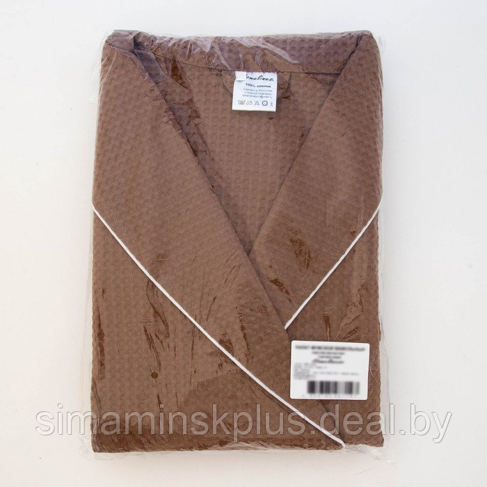 Халат мужской, шалька+кант, размер 54, цвет шоколадный, вафля - фото 4 - id-p204282318