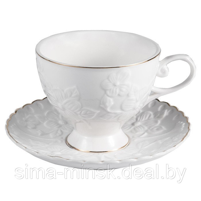 Чайный набор Balsford «Грация», 2 предмета, 220 мл, белый рельефный рисунок с золотом - фото 2 - id-p204287132