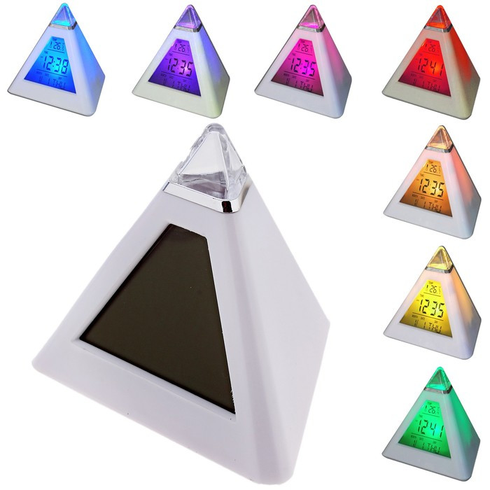 Будильник Luazon LB-05 "Пирамида", 7 цветов дисплея, термометр, подсветка, МИКС - фото 2 - id-p204289370