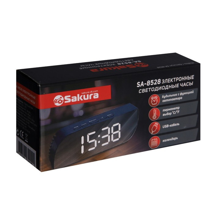 Часы-будильник Sakura SA-8528, электронные, будильник, 3хААА, чёрные - фото 7 - id-p204289375