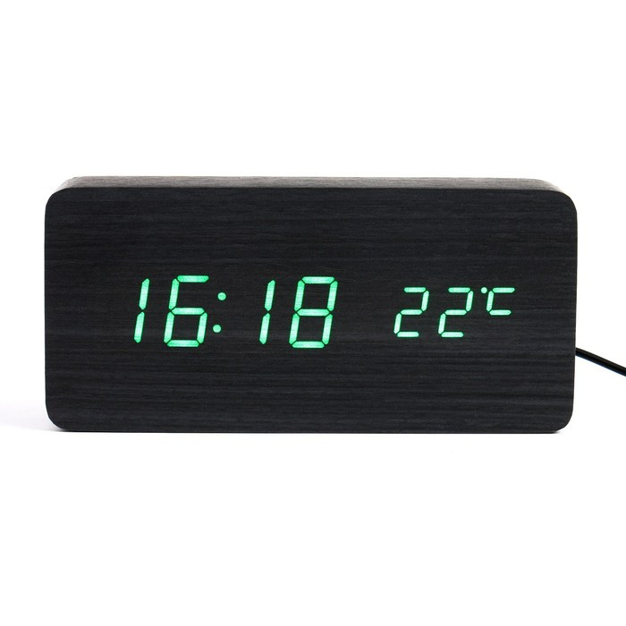 Часы электронные настольные "Цифра-Т", термометр, зелёная индикация - фото 1 - id-p204289381