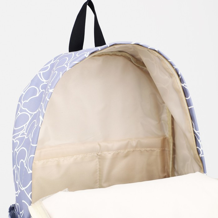 Рюкзак на молнии, 3 наружных кармана, цвет сиреневый - фото 4 - id-p204290367