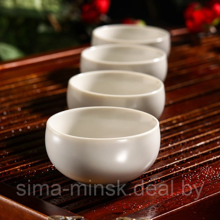 Набор для чайной церемонии керамический «Тясицу», 8 предметов: 4 пиалы 50 мл, чайник 120 мл, салфетка, щипцы, - фото 2 - id-p204287455