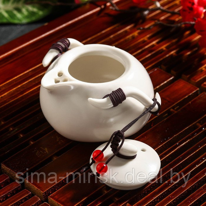 Набор для чайной церемонии керамический «Тясицу», 8 предметов: 4 пиалы 50 мл, чайник 120 мл, салфетка, щипцы, - фото 4 - id-p204287455