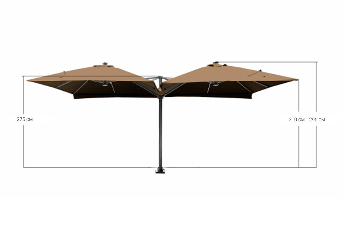 Зонт ТУЛУЗА премиум класса, 4 купола, цвет песочный, купол размером 3*3 м - фото 3 - id-p204292288