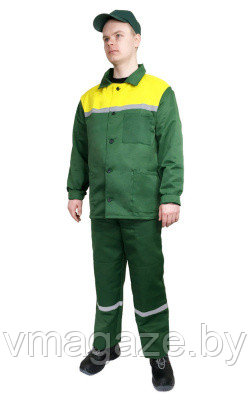 Костюм рабочий Стандарт брюки+куртка (цвет зелено-желтый) - фото 1 - id-p204299238