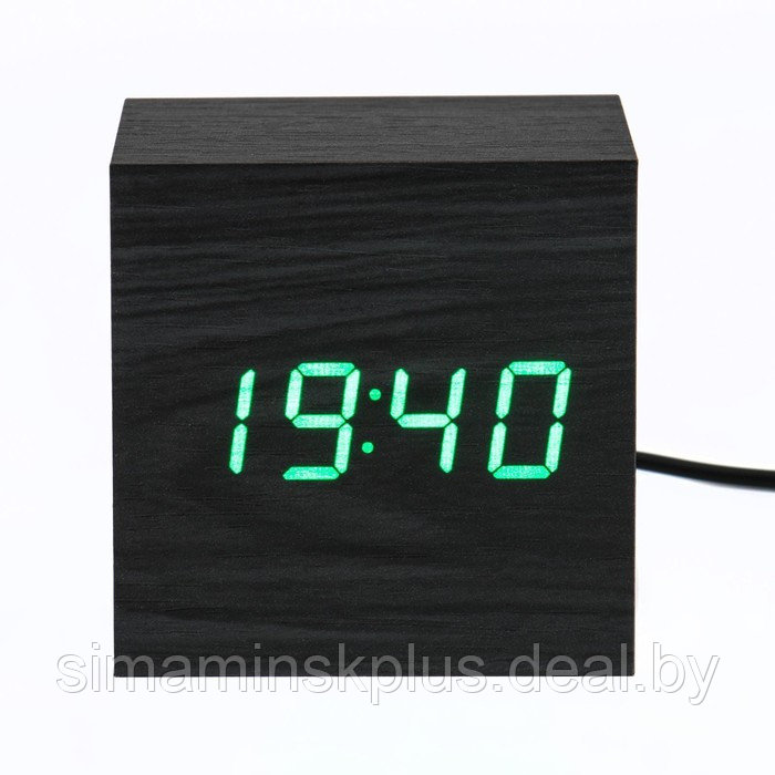 Часы электронные настольные "Цифра", 6.5 х 6.5 см, зелёная индикация - фото 2 - id-p204299354