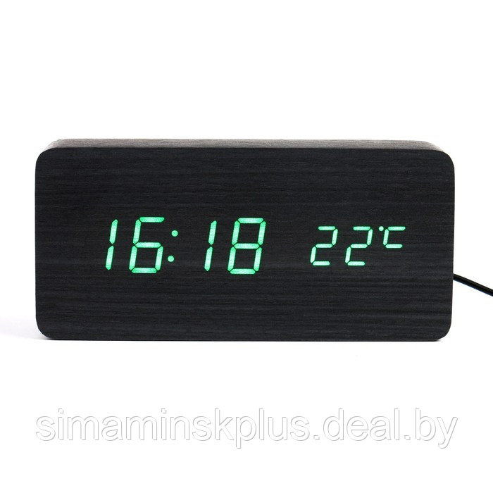 Часы электронные настольные "Цифра-Т", термометр, зелёная индикация - фото 1 - id-p204299364