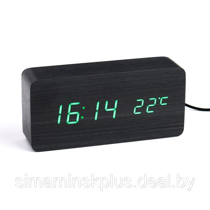 Часы электронные настольные "Цифра-Т", термометр, зелёная индикация - фото 2 - id-p204299364