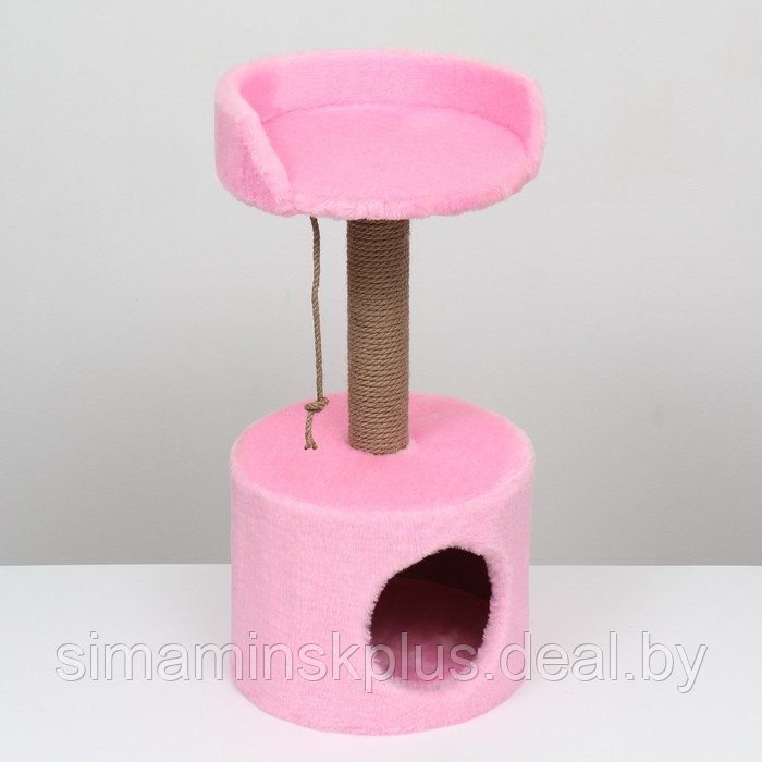 Дом для кошек с когтеточкой, с лежаком, круглый, 35 х 35 х 70 см, розовый - фото 3 - id-p204299407