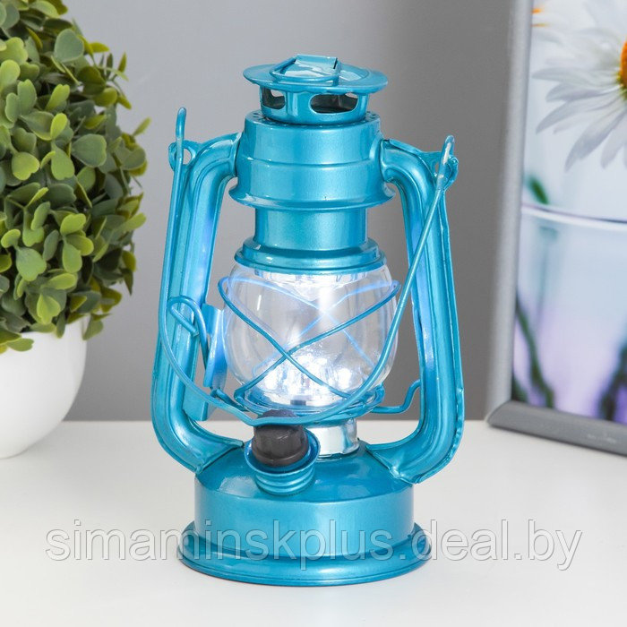 Керосиновая лампа декоративная лазурный 9,5х13,5х18,5 см - фото 2 - id-p204300874