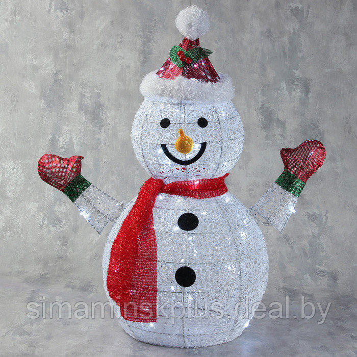 Светодиодная фигура «Снеговик» 60 × 65 × 35 см, металл, 220 В, свечение белое - фото 1 - id-p204301371
