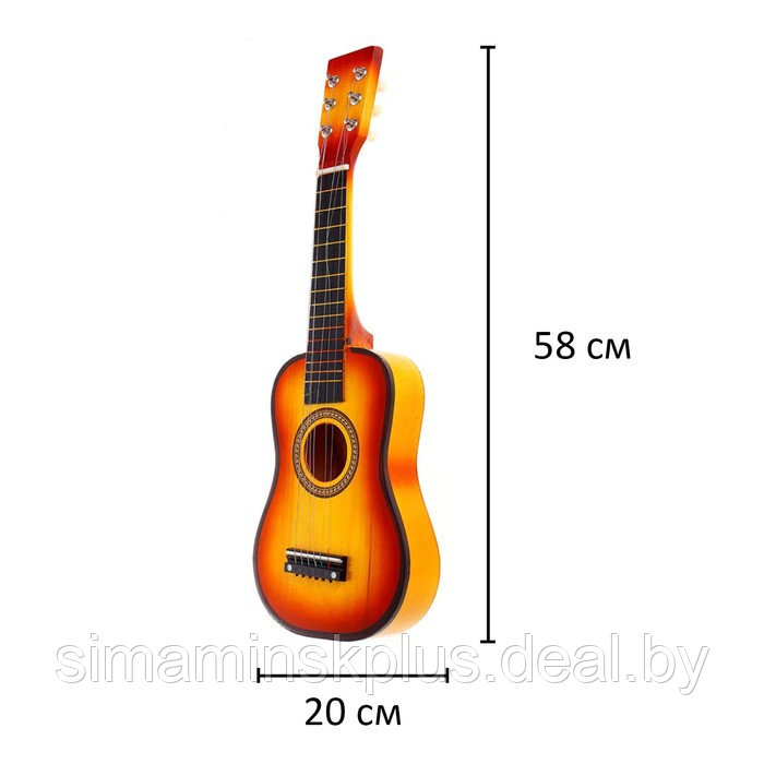 Музыкальная игрушка "Гитара" 58 см, 6 струн, медиатор, цвета МИКС - фото 2 - id-p204302344