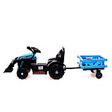 Электромобиль «Трактор», с прицепом, цвет синий, фото 2