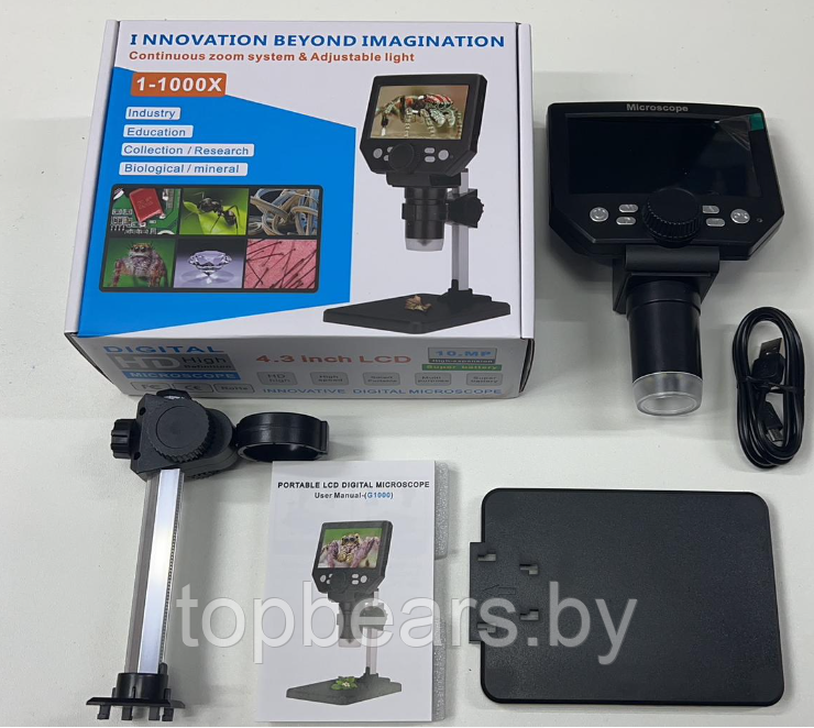 Цифровой электронный USB - микроскоп INNOVATION BEYOND IMAGINATION с увеличением 1000X HD / видеомикроскоп 4.3 - фото 7 - id-p204305708