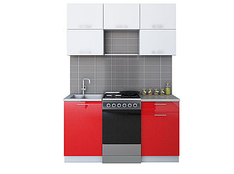 Кухня Мила Глосс 50-15 1м (100 см) Белый-Красный