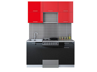 Кухня Мила Глосс 50-15 1м (100 см) Красный-Черный