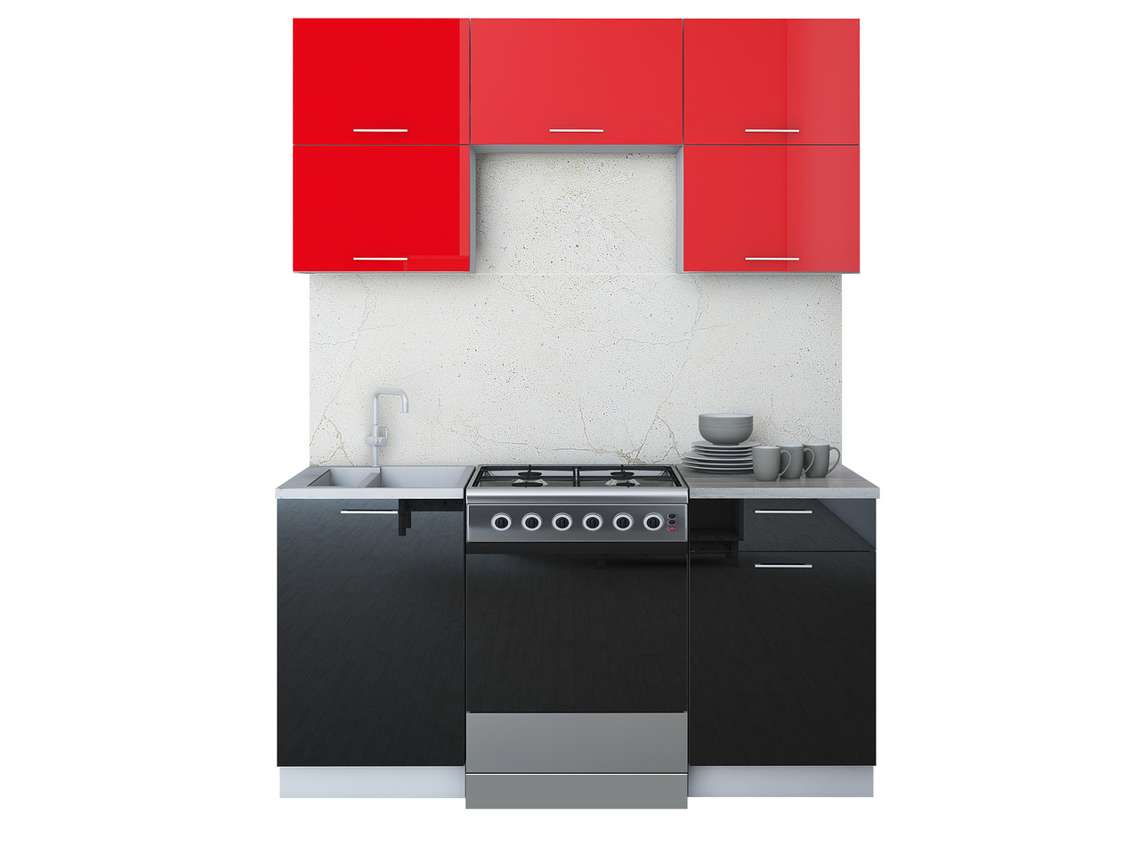 Кухня Мила Глосс 60-16 1м (100 см) Красный-Черный - фото 1 - id-p204309832
