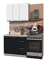 Кухня Мила Пластик А 1.0м (100 см) Белый - Черный