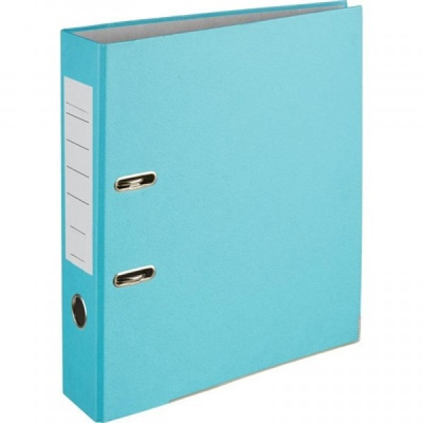 Папка-регистратор 75 мм, PVC, голубая, с металлической окантовкой