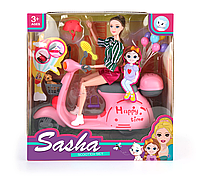 Игровой набор Кукла Саша с мопедом и аксессуарами