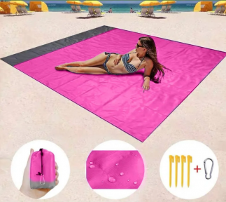 Пляжный водоотталкивающий коврик 200х140 см. / Покрывало - подстилка для пляжа и пикника анти-песок Розовый - фото 1 - id-p204356831