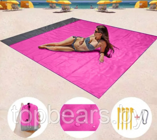 Пляжный водоотталкивающий коврик 210х200 см. / Покрывало - подстилка для пляжа и пикника анти-песок Розовый