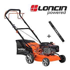 Газонокосилка бензиновая SKIPER GW401S (40 СМ, САМОХОД, LONCIN 4 ЛС, СТАЛЬ.ДЕКА, ТРАВОСБ.45 Л, +НОЖ)