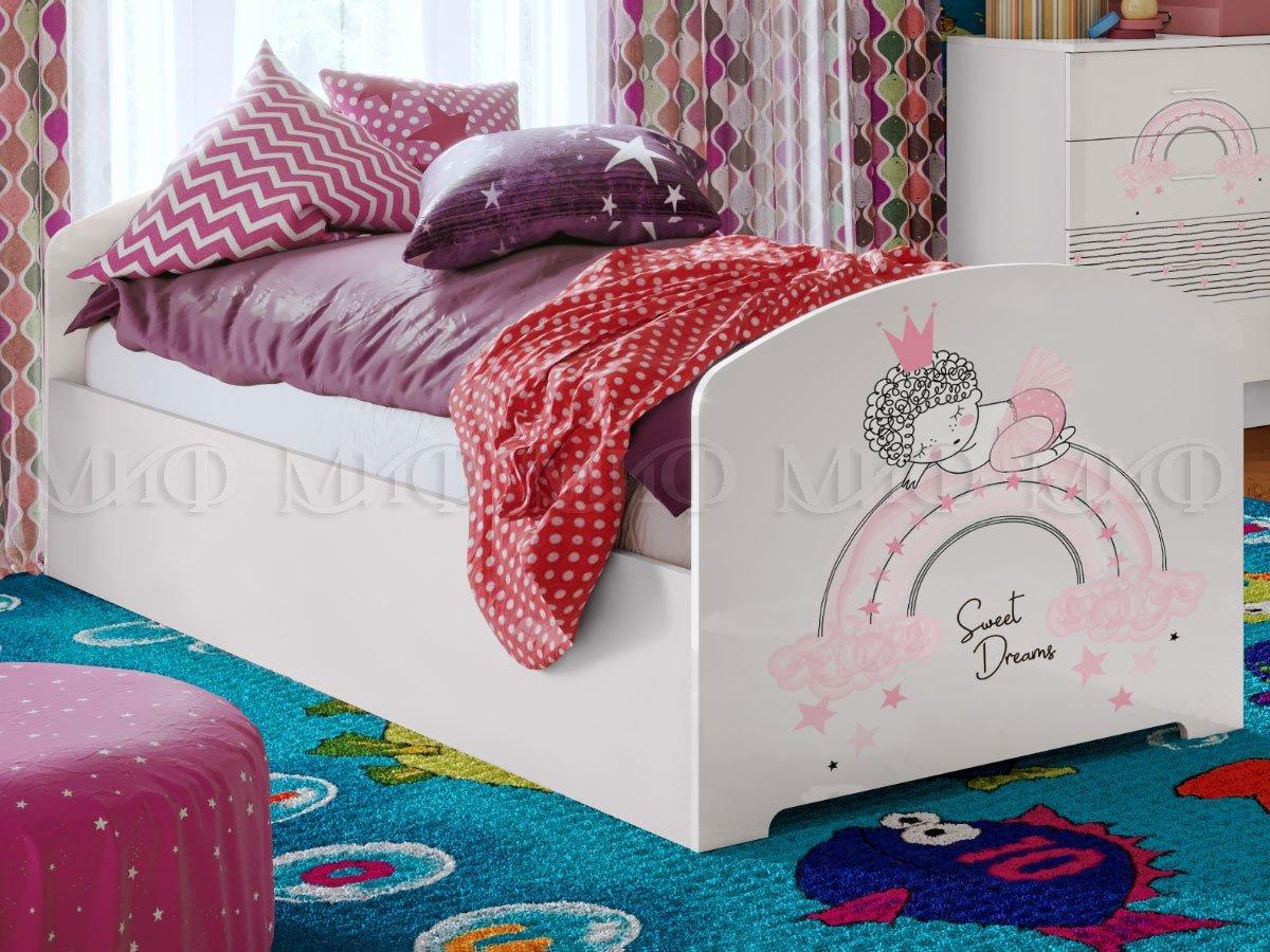 Кровать детская Юниор-2 Принцесса-1 0,8м белый - МиФ - фото 1 - id-p204372581