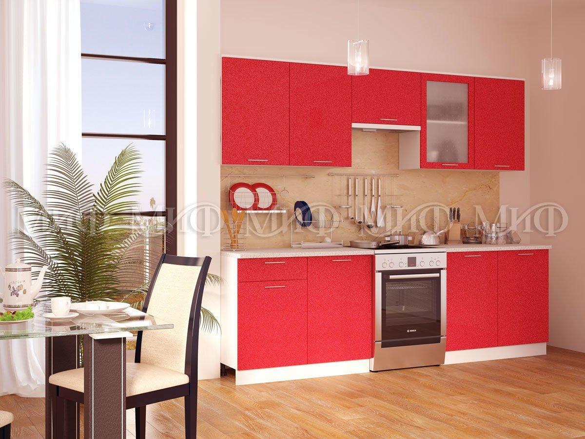 Кухня Техно 2.2м - Красный металлик (МИФ) - фото 1 - id-p204372705