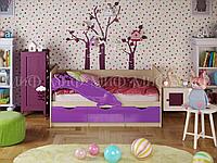 Кровать Дельфин-1, 1.8*0.8м (Фиолетовый металлик / Дуб беленый) МИФ