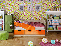 Кровать Бабочки 1.6*0.8м (Оранжевый металлик / Дуб беленый) МИФ