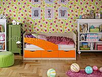 Кровать детская Бабочка 1,8м дуб беленый/оранжевый матовый - МиФ