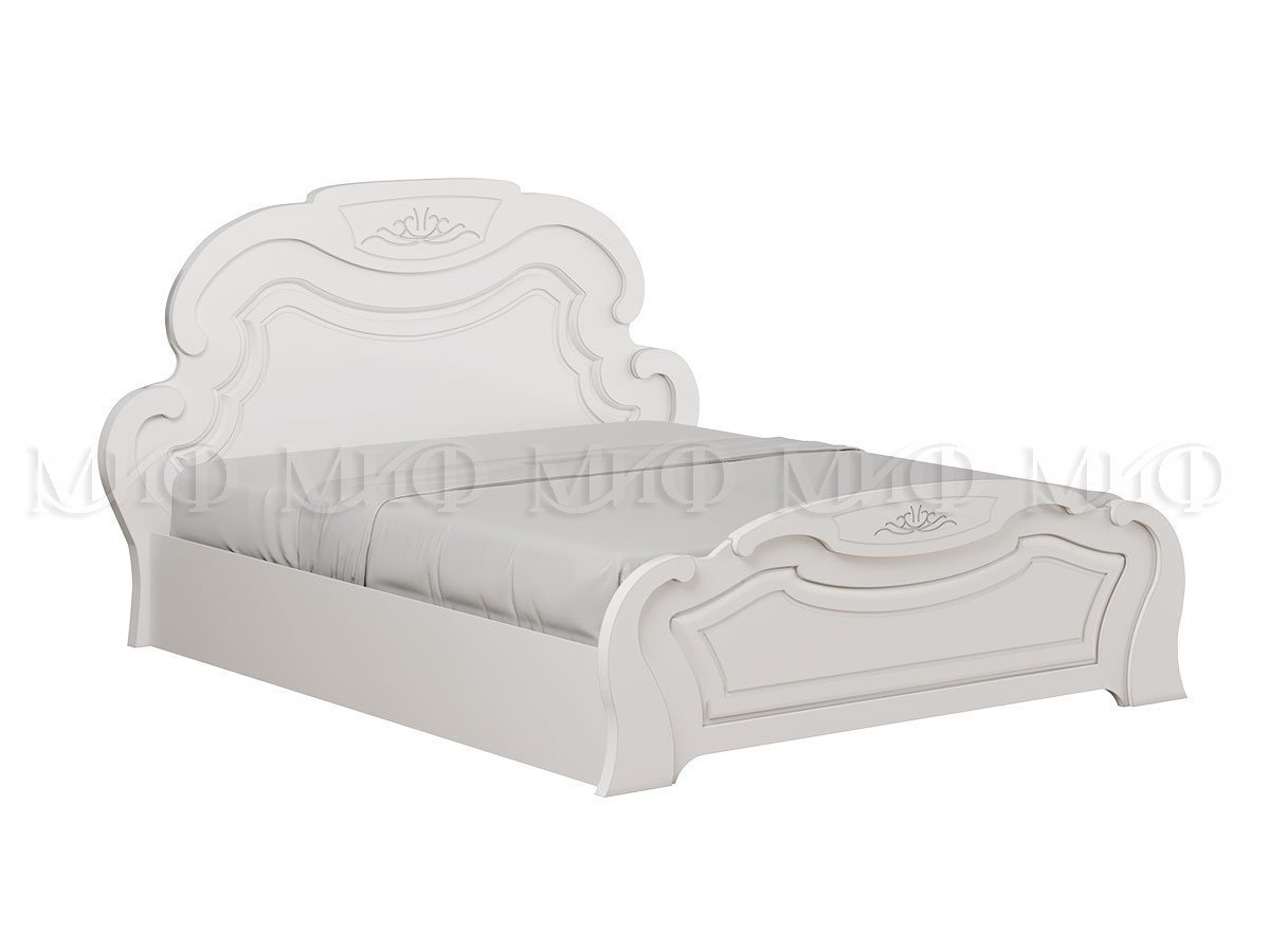 Кровать Александрина 1,6м белый/белый глянец - МиФ - фото 1 - id-p204372959