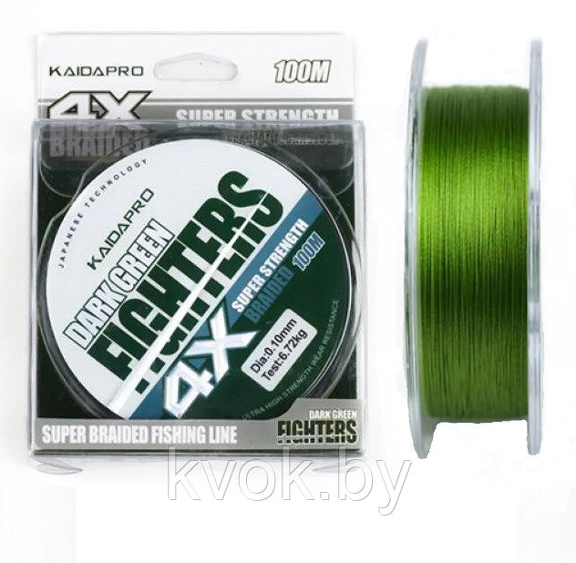 Плетеный шнур KAIDA Pro Fighters 4x 100м (зеленый) - фото 1 - id-p204384778