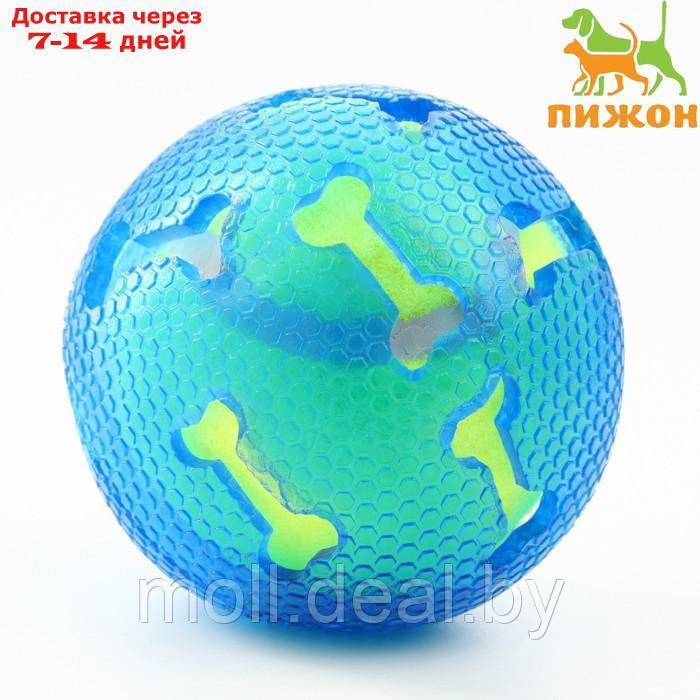 Мяч для собак "Двойное удовольствие", TPR+войлочный мяч, 7,6 см - фото 1 - id-p204354028