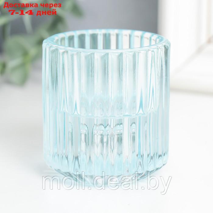 Подсвечник стекло на 1 свечу "Долли" d-2,5 см, 4 см голубой 6х5х5 см - фото 2 - id-p204354410