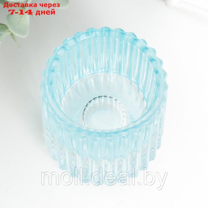 Подсвечник стекло на 1 свечу "Долли" d-2,5 см, 4 см голубой 6х5х5 см - фото 3 - id-p204354410