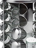 Набор для специй из нержавеющей стали на крутящейся подставке 16 емкостей для специй из стекла 80 мл.RC-18017, фото 3