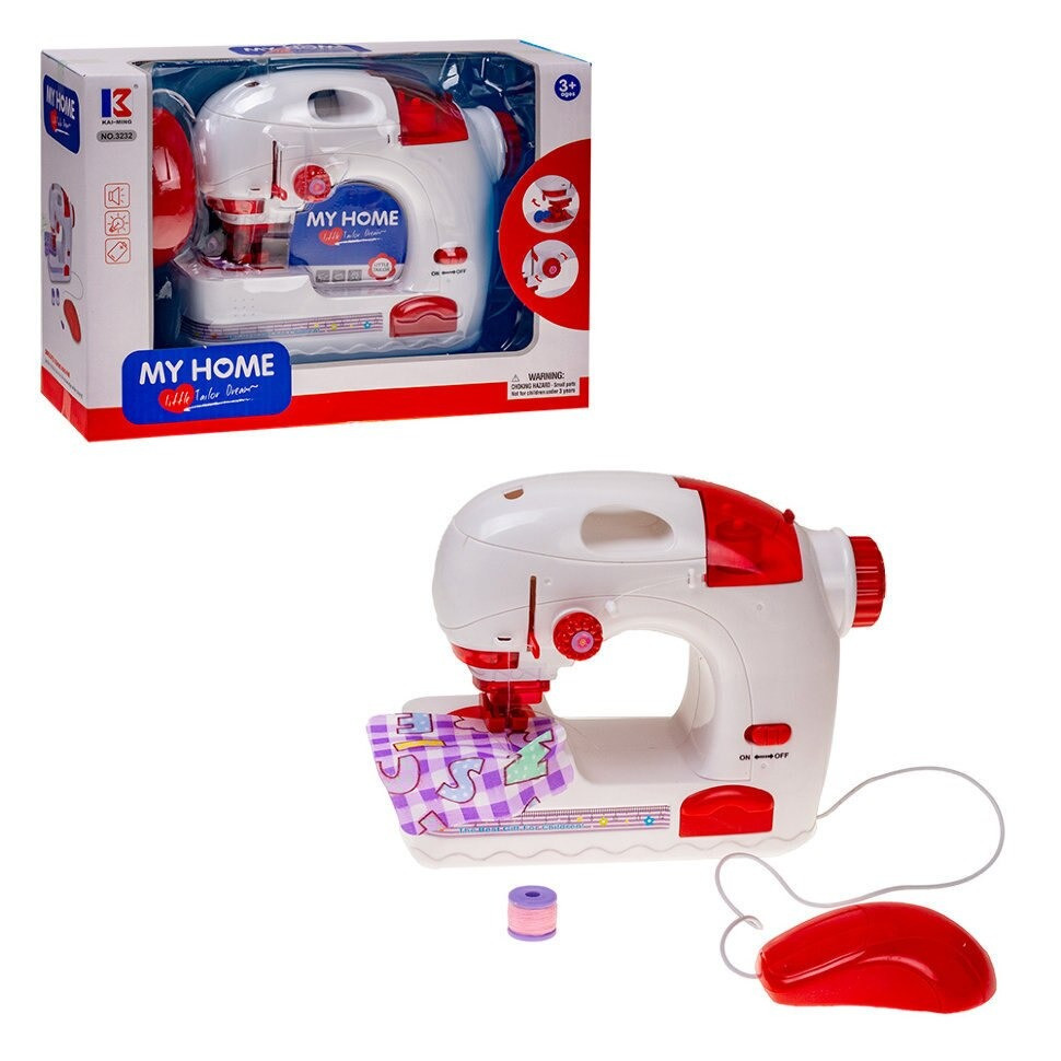 Детская швейная машинка My Home красно-белая, со светом и звуком 3232 шьет - фото 2 - id-p204390562